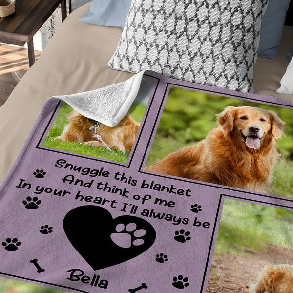 Personalized Snuggle This Blanket And Think Of Me Pet 8 Photos Soft Blanket with Name Birthday Memorial Gift for Pet Lover