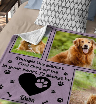 Personalized Snuggle This Blanket And Think Of Me Pet 8 Photos Soft Blanket with Name Birthday Memorial Gift for Pet Lover