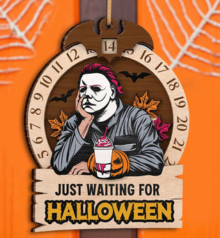 Just Waiting For Halloween Horror Movie Countdown Calendar Door Sign, Halloween Decor