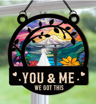 You & Me  - Personalized Window Hanging Suncatcher Ornament - Anniversary Gifts