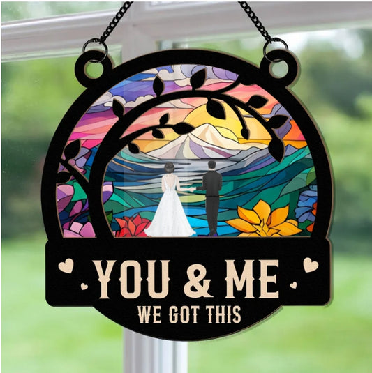 You & Me  - Personalized Window Hanging Suncatcher Ornament - Anniversary Gifts