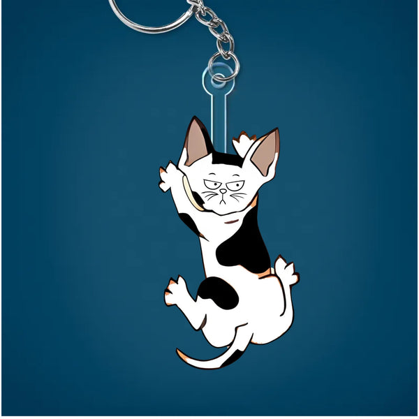 Cute Hanging Cats - Personalized Cutout Acrylic Keychain