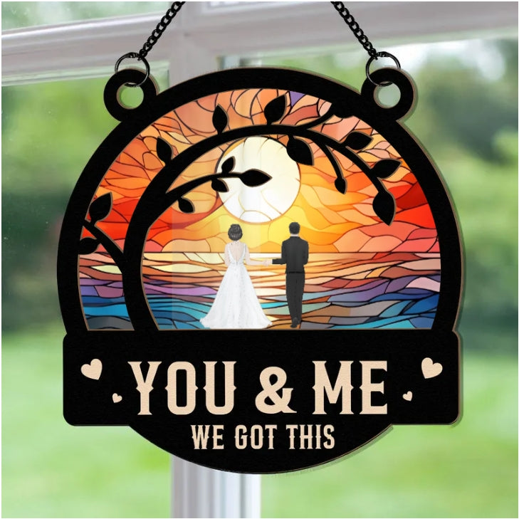 You & Me  - Personalized Window Hanging Suncatcher Ornament - Anniversary Gifts