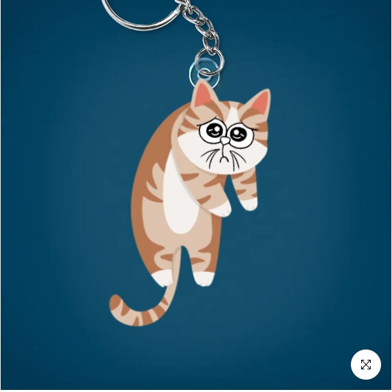 Cute Hanging Cats - Personalized Cutout Acrylic Keychain