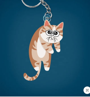 Cute Hanging Cats - Personalized Cutout Acrylic Keychain