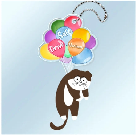 Cute Hanging Cats - Personalized Cutout Acrylic Keychain