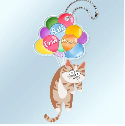 Cute Hanging Cats - Personalized Cutout Acrylic Keychain