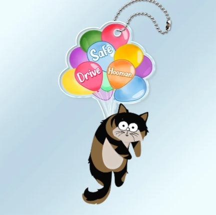 Cute Hanging Cats - Personalized Cutout Acrylic Keychain