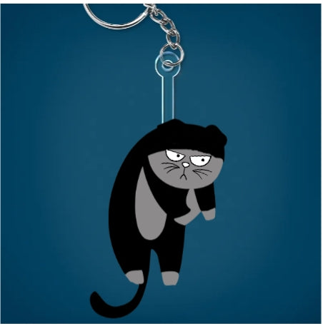 Cute Hanging Cats - Personalized Cutout Acrylic Keychain