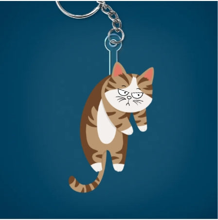 Cute Hanging Cats - Personalized Cutout Acrylic Keychain