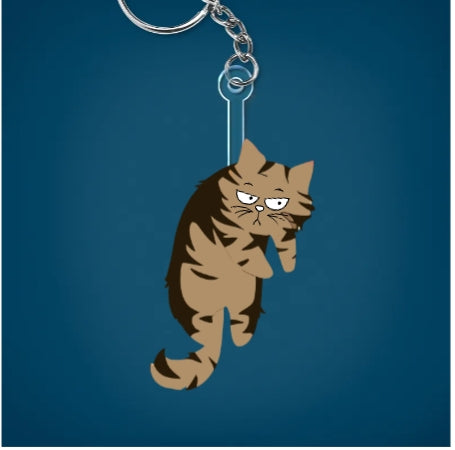 Cute Hanging Cats - Personalized Cutout Acrylic Keychain