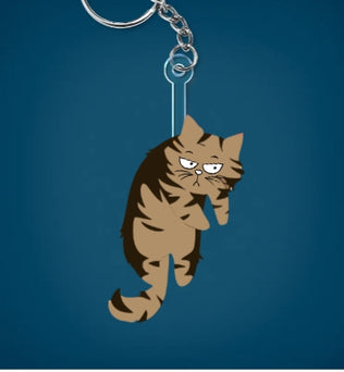 Cute Hanging Cats - Personalized Cutout Acrylic Keychain