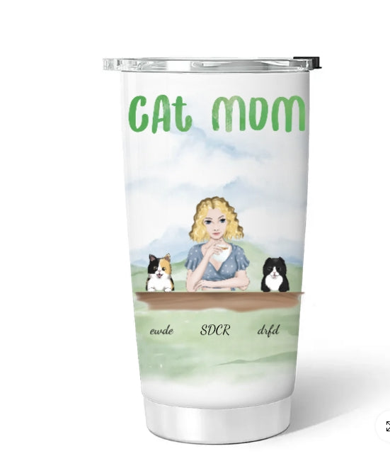 Lovely Cat Mom - Personalized Custom 3D Inflated Effect Tumbler