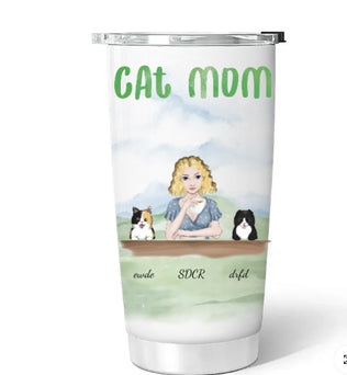 Lovely Cat Mom - Personalized Custom 3D Inflated Effect Tumbler