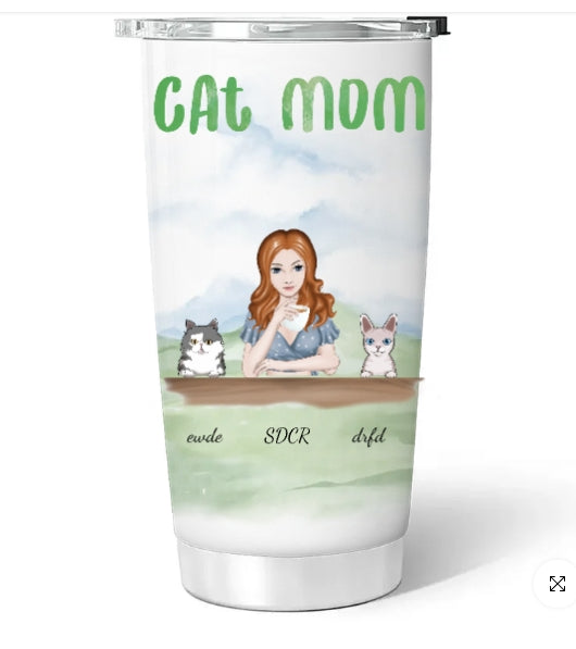 Lovely Cat Mom - Personalized Custom 3D Inflated Effect Tumbler