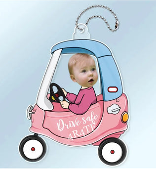 Custom Photo Drive Safe Daddy - Birthday, Loving Gift For Dad, Father, Papa, Grandpa - Personalized Acrylic Car Hanger