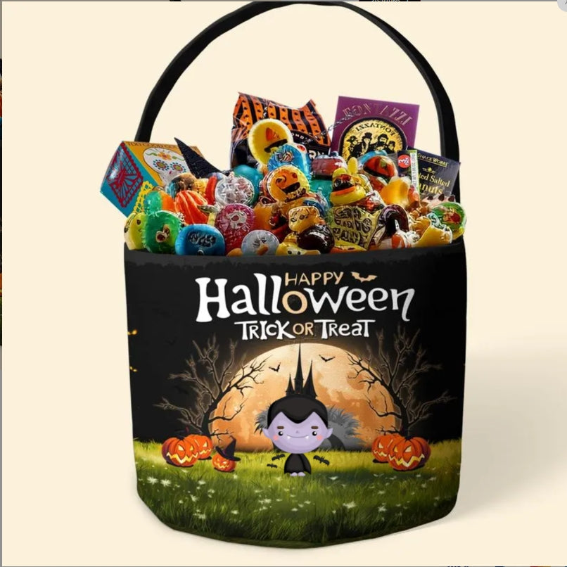 Trick Or Treat Kid Name Halloween - Personalized Halloween Spooky Basket