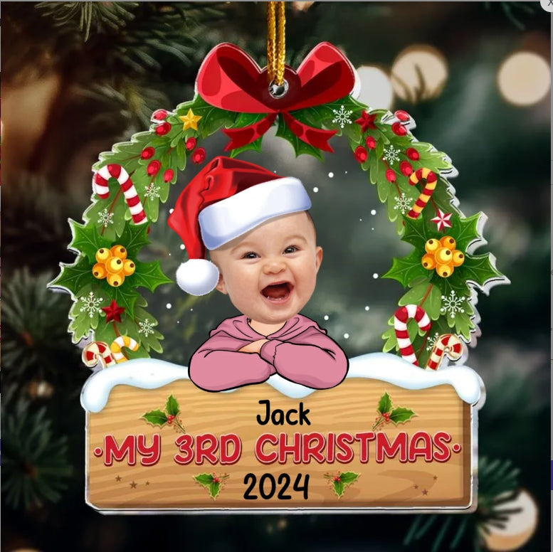 My 1st Christmas - Personalized Babys Photo First Christmas Ornament