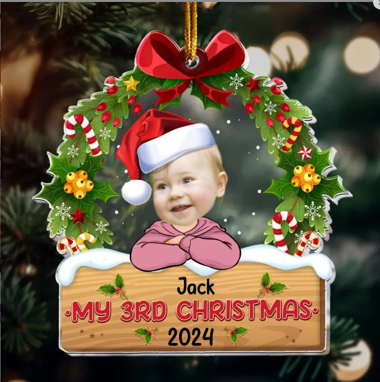 My 1st Christmas - Personalized Babys Photo First Christmas Ornament