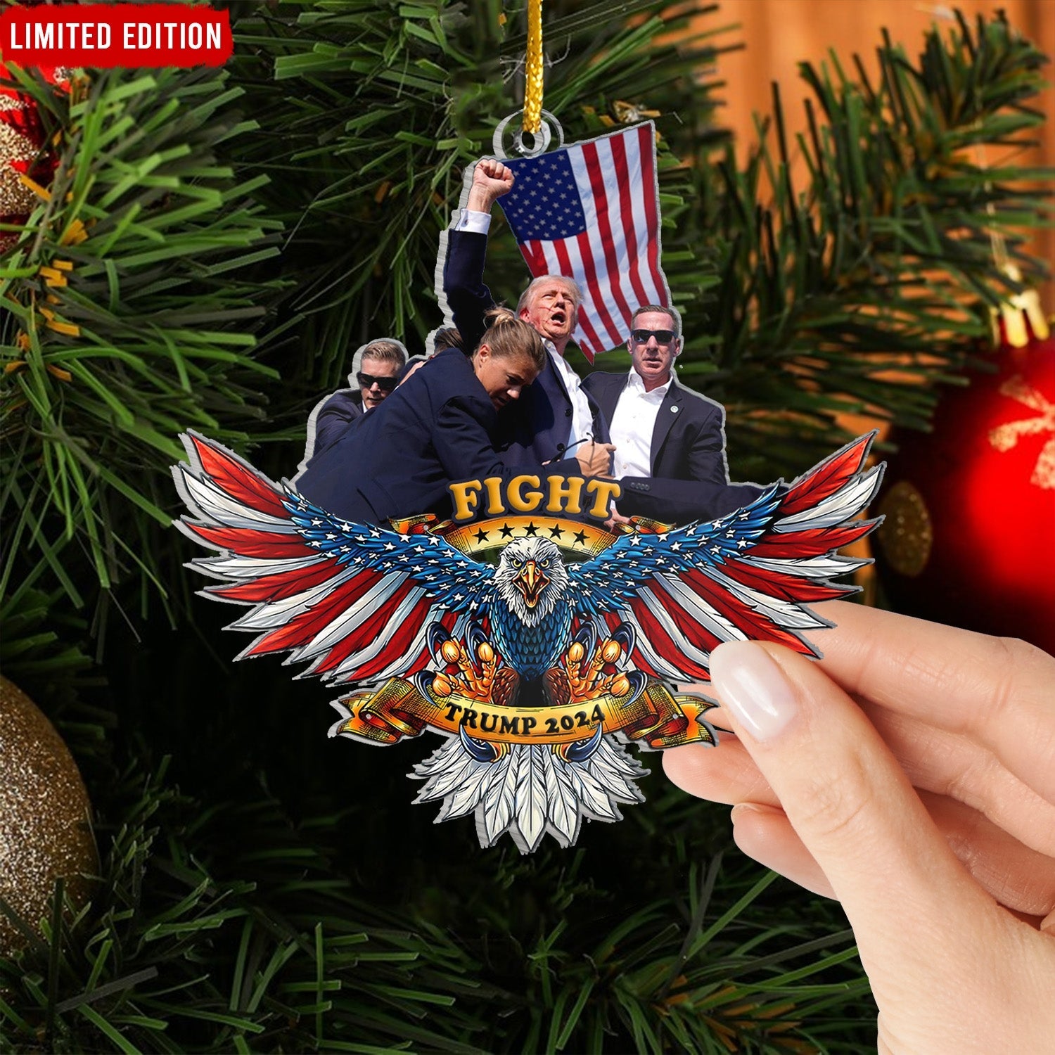 Trump Fight MAGA 2024 Acrylic Ornament - ORN90UP