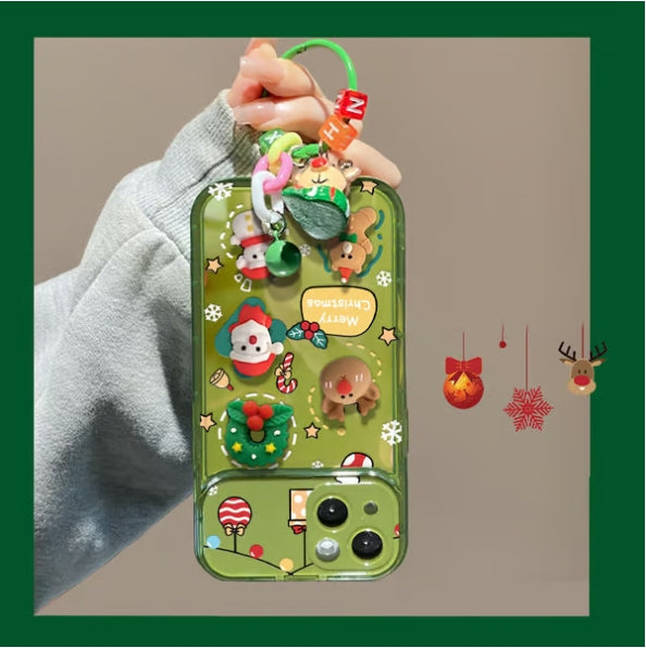 Christmas Tree Pendant Flip Mirror Case Cover For iPhone