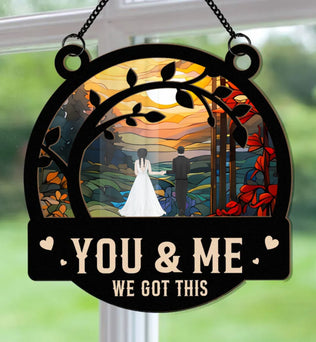 You & Me  - Personalized Window Hanging Suncatcher Ornament - Anniversary Gifts