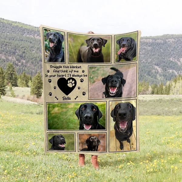 Personalized Snuggle This Blanket And Think Of Me Pet 8 Photos Soft Blanket with Name Birthday Memorial Gift for Pet Lover