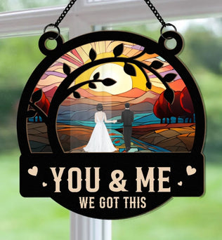 You & Me  - Personalized Window Hanging Suncatcher Ornament - Anniversary Gifts