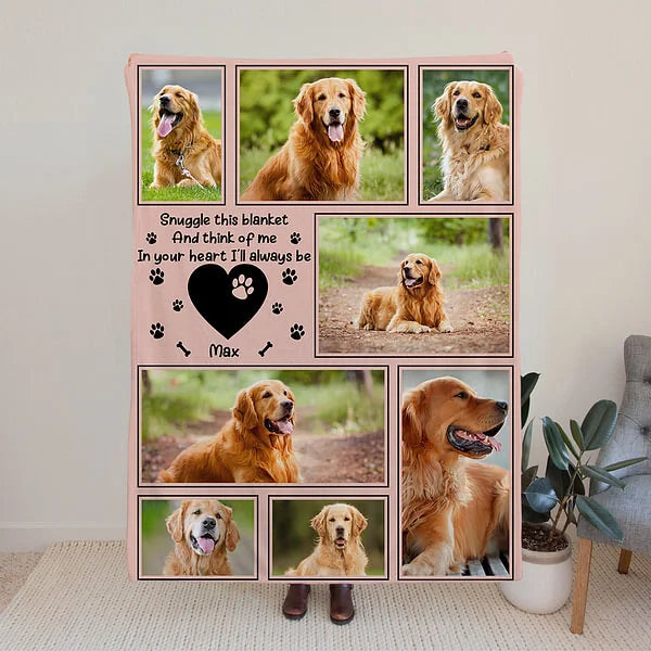 Personalized Snuggle This Blanket And Think Of Me Pet 8 Photos Soft Blanket with Name Birthday Memorial Gift for Pet Lover