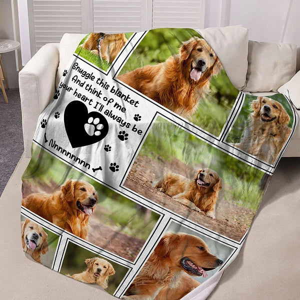 Personalized Snuggle This Blanket And Think Of Me Pet 8 Photos Soft Blanket with Name Birthday Memorial Gift for Pet Lover