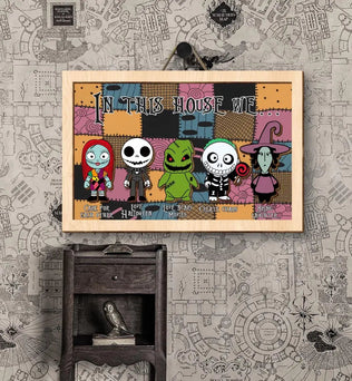 In This House We Horror Nightmare Before Christmas Frame Wood Sign, Halloween Decoration, Halloween Gift Idea