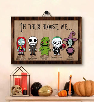 In This House We Horror Nightmare Before Christmas Frame Wood Sign, Halloween Decoration, Halloween Gift Idea