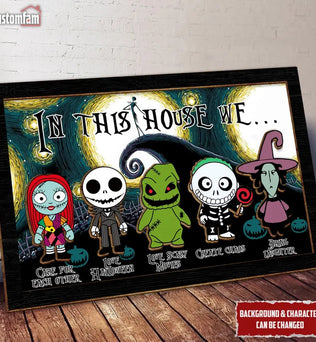 In This House We Horror Nightmare Before Christmas Frame Wood Sign, Halloween Decoration, Halloween Gift Idea