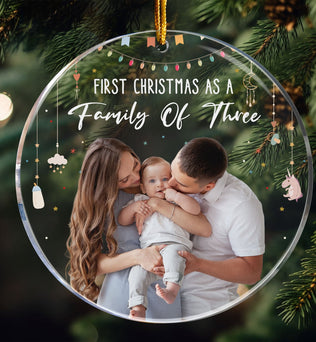 Baby First Christmas As A Family Of Three - Personalized Photo Acrylic Ornament