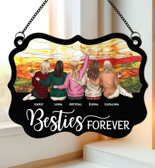 Besties Forever - New Version - Personalized Window Hanging Suncatcher Ornament