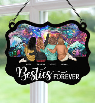 Besties Forever - New Version - Personalized Window Hanging Suncatcher Ornament