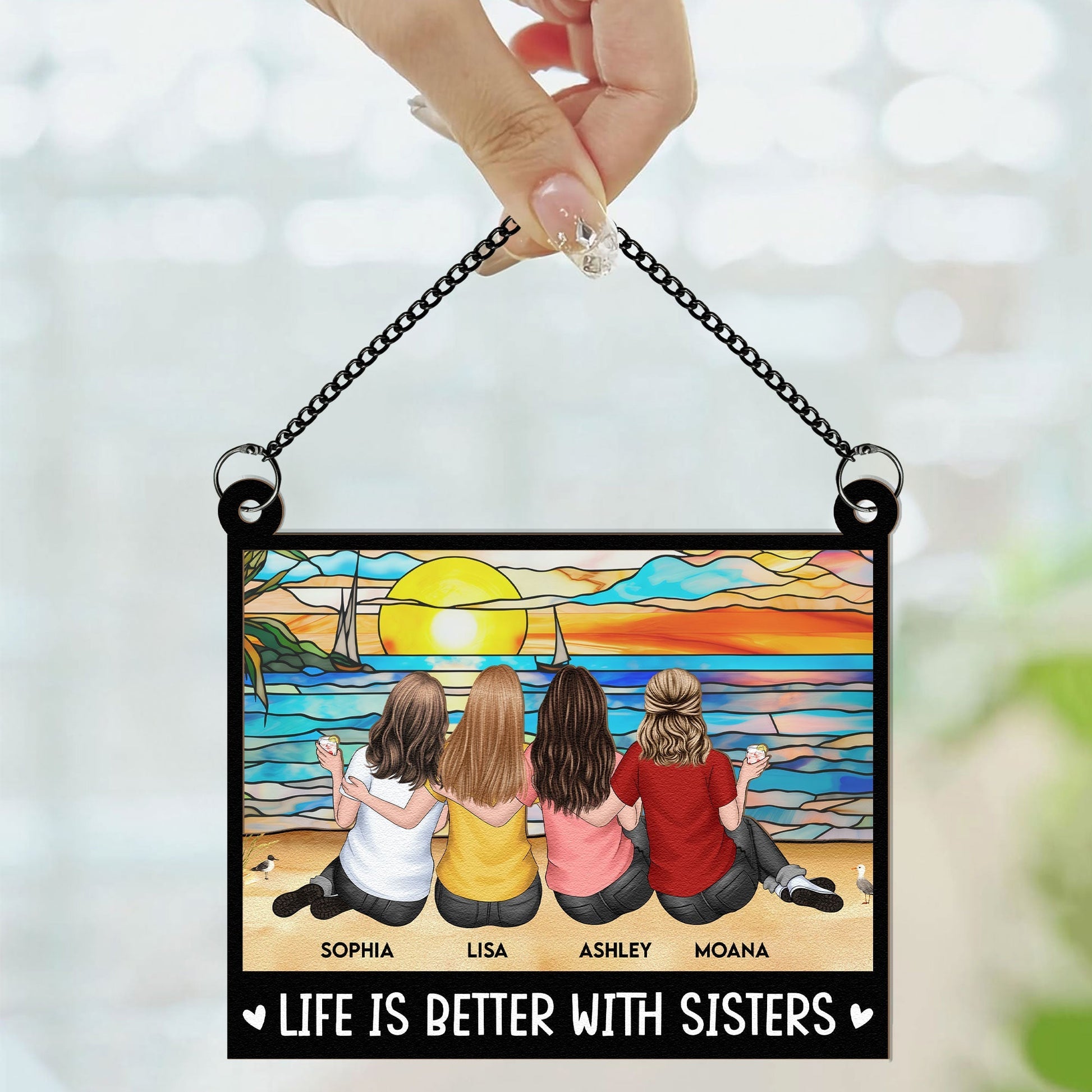 Besties Forever - Personalized Window Hanging Suncatcher Ornament