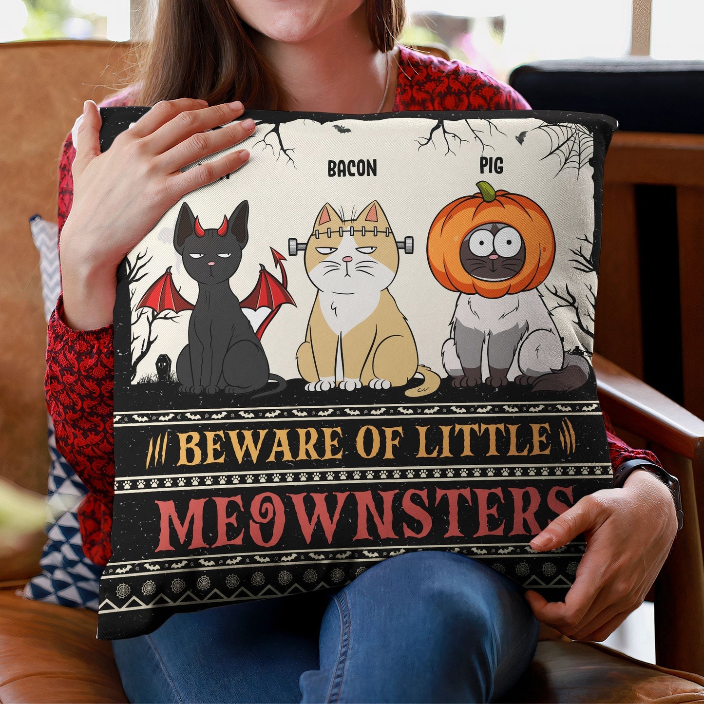 Beware Of Little Meownsters New Version - Personalized Pillow (Insert Included)