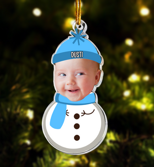 Christmas Snowman With Kids - Personalized Acrylic Photo Ornament