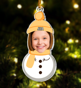 Christmas Snowman With Kids - Personalized Acrylic Photo Ornament