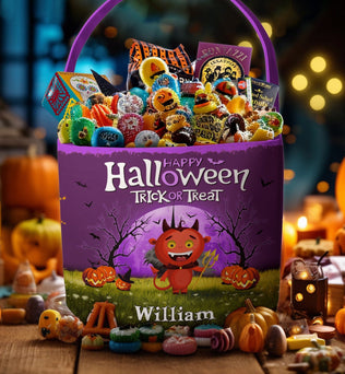 Trick Or Treat Kid Name Halloween - Personalized Halloween Spooky Basket