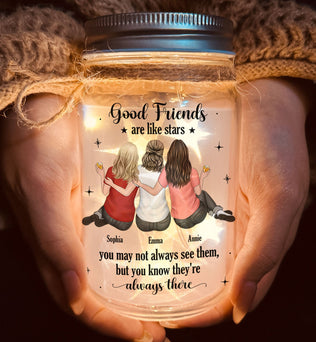 Gift For Besties Good Friends Are Like Stars - Personalized Mason Jar Light