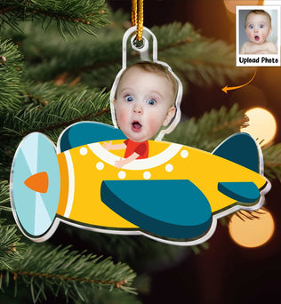 Kid Riding Airplane - Personalized Acrylic Photo Ornament