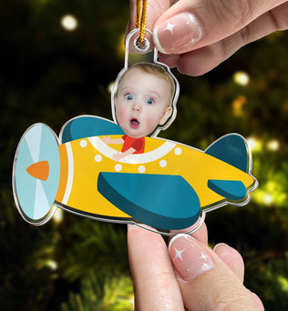 Kid Riding Airplane - Personalized Acrylic Photo Ornament