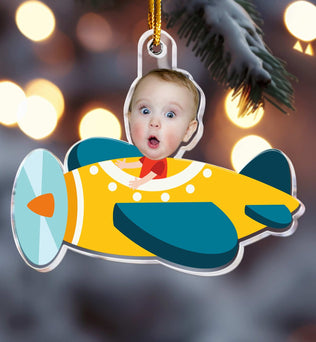 Kid Riding Airplane - Personalized Acrylic Photo Ornament