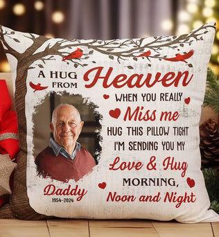 Memorial A Hug From Heaven 2 - Personalized Photo Pillow (Insert Included)