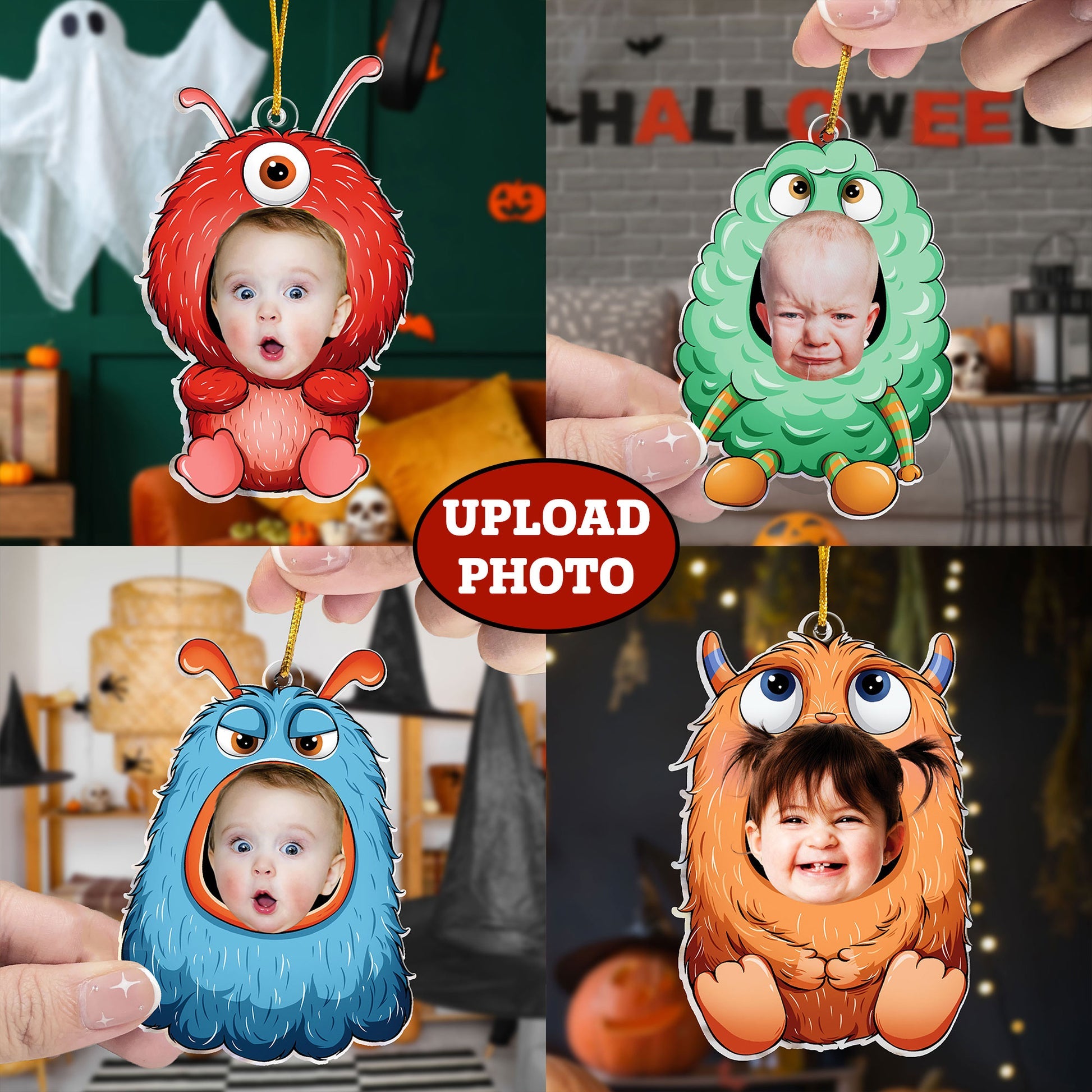 Monster Costumes Kid Halloween - Personalized Photo Acrylic Ornament