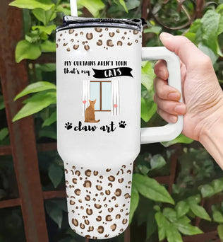 Cat Mom Leopard Pattern - Personalized 40oz Tumbler With Straw