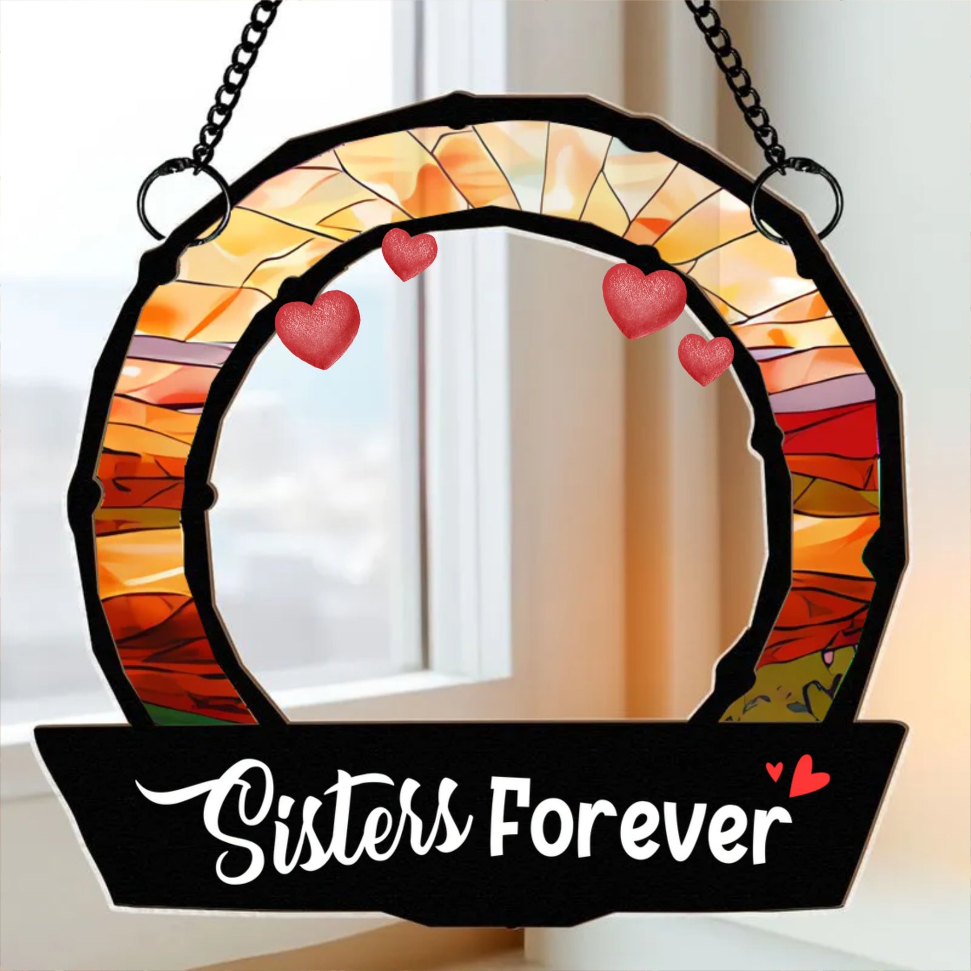 Sisters Are Forever - Personalized Window Hanging Suncatcher Ornament