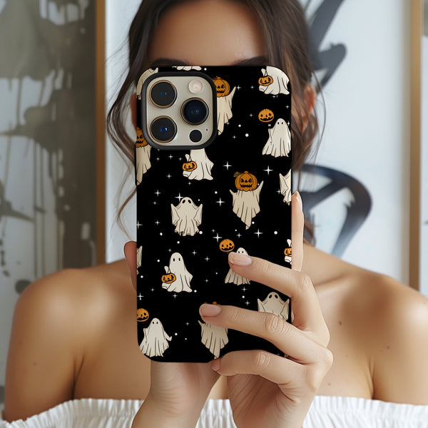 Cute Ghosts Design Phone Case for Halloween Gift Autumn phone case  fit for iPhone 15 14 13 12 11 Pro Max Xr 8 Plus, Samsung S24 S23 S22 FE A15 A14 A55 A25 Pixel 8 7